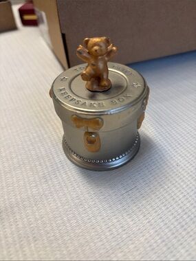 Russ Silver Keepsake Box with Gold Teddy Accent